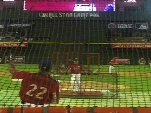 Beckham takes batting practice