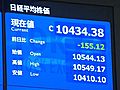 10日の東京株式市場　9日より155円12銭安い、1万0,434円38銭で取引終了