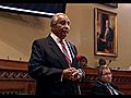 Rangel walks out of hearing