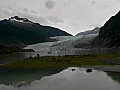 Royalty Free Stock Video SD Footage Zoom Out From Mountains to Mendenhall Glacier Near Juneau,  Alaska