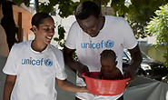 Basketball Stars Visit UNICEF-supported Malnutrition Treatment Centre in Haiti