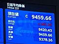 21日の東京株式市場　20日より105円34銭高い、9,459円66銭で取引終了
