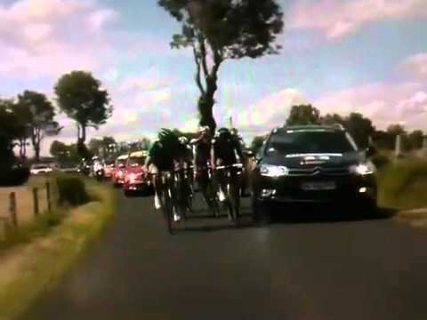 Flecha and Hoogerland Car Accident / Crash - 2011 Tour de France Stage 9