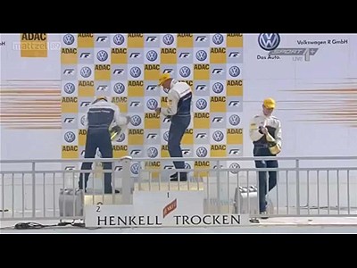 Winner Wipes Out on Podium