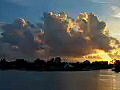 Royalty Free Stock Video HD Footage Intracoastal Waterway at Sunrise in Ft. Lauderdale,  Florida