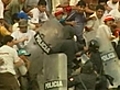 Soccer fans clash with police