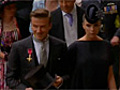 Beckhams among guests at Westminster Abbey - video