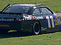 Denny Hamlin hits the grass in Daytona quals