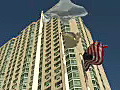 Royalty Free Stock Video HD Footage American Flag and Tall Building in Jersey City,  New Jersey