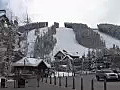 Royalty Free Stock Video HD Footage Static Shot of Ski Area,  Slopes, Mountains and Village on a Winters Day in Beaver Creek, Colorado