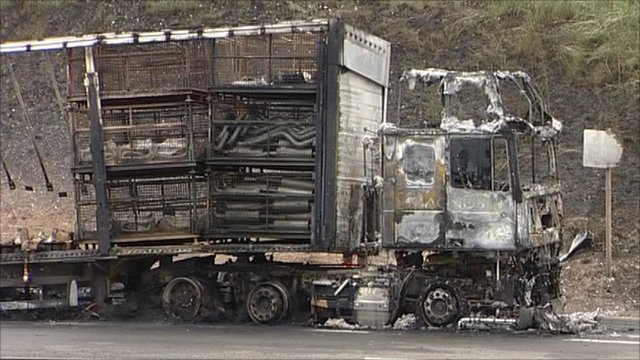 Lorry fire closes A14 carriageway