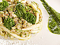 Pici with Sausage Ragu and Broccoli Rabe Puree