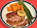 Recipe:  Baked Ham With Roast Yams,  Asparagus