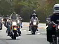 Royalty Free Stock Video HD Footage Riders on the Police Officer Assistance Trust Motorcycle Run in the Florida Keys