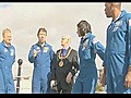 Astronauts visit Discovery