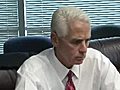 Gov. Charlie Crist talks to SunSentinel reporters about the oil leak in the Gulf of Mexico