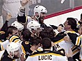 Bruins celebrate winning the Cup