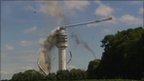 VIDEO: Radio tower collapses after fire