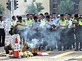 粉嶺交通意外殉職警員家屬下午現場路祭