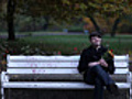 Man sitting down on park bench,  rendezvous, two shots