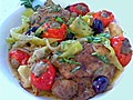 Spicy Mediterranean Chicken With Sausage Stuffed Cherry Peppers