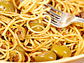 Spaghetti with Green Olive Sauce