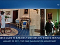 Raw Video: The First Lady and Bo Surprise White House Visitors