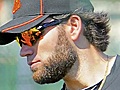 O’s Luke Scott sporting a beard and dance moves