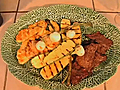 Grilled Skirt Steak And Chicken Breast Fillets