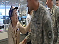 Friendly faces greet troops