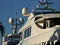 Royalty Free Stock Video HD Footage Zoom Out to Luxury Yachts at a Dock in Ft. Lauderdale,  Florida