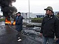 Protesters burning tyres on the streets