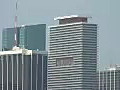 Royalty Free Stock Video HD Footage Zoom Out to Boat Traffic and City Skyline on the Intracoastal Waterway in Miami,  Florida