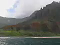 Royalty Free Stock Video SD Footage Mountains and Coastline on Napali Coast Shot From a Catamaran in Kauai,  Hawaii