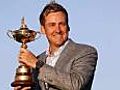 Ian Poulter eats cereal from Ryder Cup
