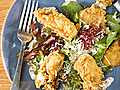 Greens with Fried Oysters and Buttermilk Dressing