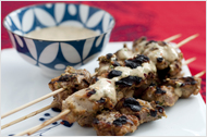 Grilled Pork With Peanut-Basil Sauce