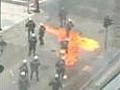 Riot cops petrol bombed