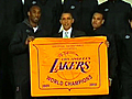 Video: Obama Teams Up with Los Angeles Lakers