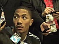 Derrick Rose during NBA All-Star media session