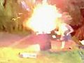 Guy thrown by garbage explosion