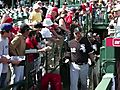 White Sox players enter Tempe Diable Stadium before Friday’s game against the Angels.