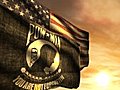 (1097) POW MIA And American Flags With Sunset Stock Footage