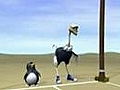Animation race btween penguin and ostrich