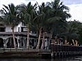 Royalty Free Stock Video SD Footage Pan to Holiday Lights on the New River in Downtown Ft. Lauderdale,  Florida