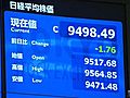 18日の東京株式市場　15日より1円76銭安い、9,498円49銭で取引終了