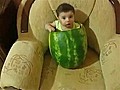 Baby Eats Watermelon From The Inside Out