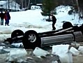 Car Almost Gets Towed Out of Frozen Lake