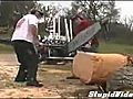 V8 Chainsaw Destroys Log