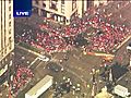 Parade preparation underway,  fans gather